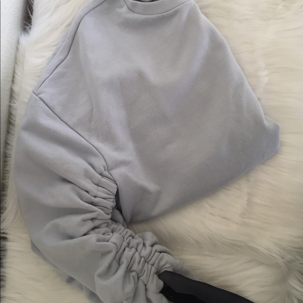 Halogen Blue Drawstring Rouched Sleeves Pullover - Picture 5 of 8